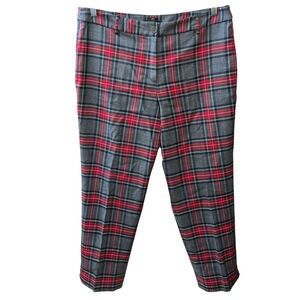 Talbots‎ Size 14P Petites Curvy Plaid Wool Blend Pants Women Gray Red Green